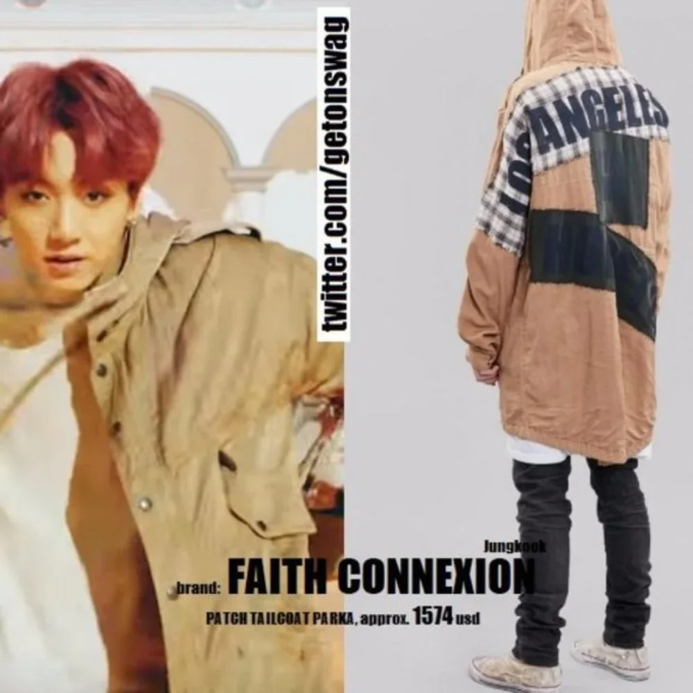 NEW size Small Faith Connexion patch tailcoat parka Los Angeles TAN color